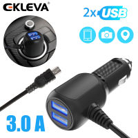 EKLEVA 5 โวลต์ 3.0A DualมินิUSBพอร์ตDash Cam Car C Harger A Dapterเบาสายเคเบิ้ลซ็อกเก็ตชาร์จสำหรับDVRยานพาหนะชาร์จกับ 3.5 เมตร