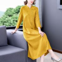 2023 New Fashion Xiangyun Yarn Dress Womens Summer Vintage Large Jacquard Loose Fit Casual Holiday Dress Vestidos