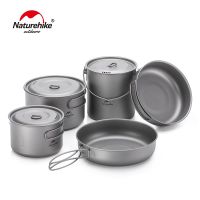 Naturehike Lightweight High Strength Titanium Cookware Outdoor Camping Pot Portable Frying Pan Self-cleaning Function