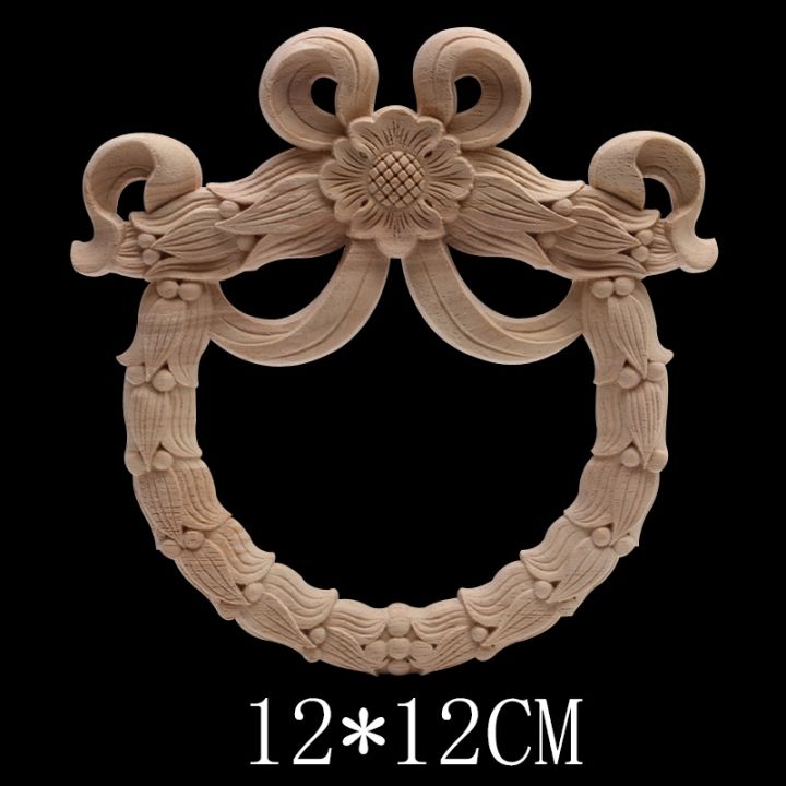 european-style-wooden-applique-round-door-flower-dongyang-wood-carving-solid-wood-carving-flower-wood-applique-furniture-door