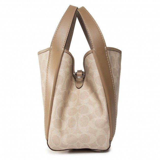 Coach Ladies Coated Canvas Signature Hadley Hobo 21 In Sand Taupe