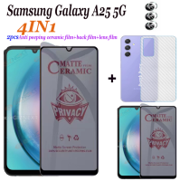 (4in1) Samsung Galaxy A25ฟิล์มกระจกเทมเปอร์5G กันมุมมองของซัมซุง A23 2ชิ้นกระจกนิรภัยแบบเต็มจอภาพกระจกเทมเปอร์ฟิล์มป้องกันหน้าจอ + ฟิล์มด้านหลัง + ฟิล์มเลนส์