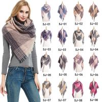 2021 Fashion Women Knit Winter Scarf Cashmere Pashmina Female Plaid Warm Triangle Scarves Blanket Shawls Bandana Wraps Bufanda