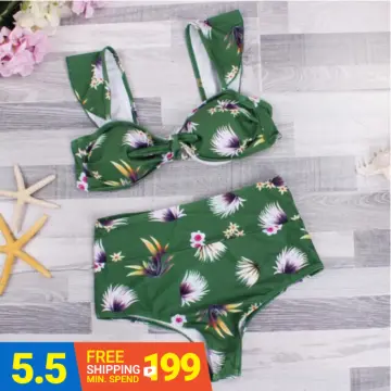 Two Piece Swimsuit for Women High Waist Swimwear Plus Size Bikini Ladies  Floral Beachwear Korean Fashion Bathing Suits Sexy Outfit for Beach