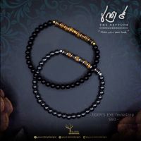 สร้อยข้อมือหิน  ไทเกอร์อาย : Tigers Eye  แท้ 100% ขนาด 4-4.5mm   กำไลหิน ร้อยคู่กับ เฮมาไทต์ หรือ นิลโอนิกซ์