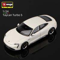 Bburago 1:24 Porsche Taycan Turbo S รถโลหะผสมของเล่นโมเดล Die Voiture รถจำลองแบบคงที่ของขวัญ Diecast