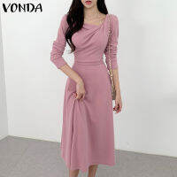 Dress Model Baru ฤดูใบไม้ร่วงฤดูร้อนแขนยาวผู้หญิง VONDA (สาเหตุเกาหลี)