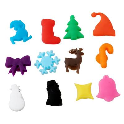12pcs Silicone Christma Tree Snowman Snowflake Wine Glass Marker Creative Drinking Cup Identifier Party Cup Sign