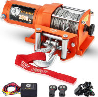 TYT 2500 lb ATV/UTV Electric Winch Kits 12V Steel Cable Winch with 2 Wireless Remotes, Waterproof Portable Winch for Towing Off Road Winch（2500 lbs Winch） 2500 lb. Galvanized Steel Cable Winch Orange