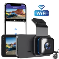 กล้องติดรถยนต์ไวไฟเอชดีแบบเต็ม1296P DVR เซ็นเซอร์ G-Sensor กล้องถ่ายรูปกลางคืนเครื่องบันทึก GPS 24ชั่วโมงสำหรับจอดรถจอมอนิเตอร์ทะเบียนเตือนการออกเดินทาง
