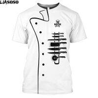 [High quality inventory] Liasoso Unisex Chef Jacket Mens Chef T-shirts Restaurant Keuken Chef Uniform Restaurant Hotel Keuken Koken Catering Chef Tee（free custom NAME&amp;LOGO)