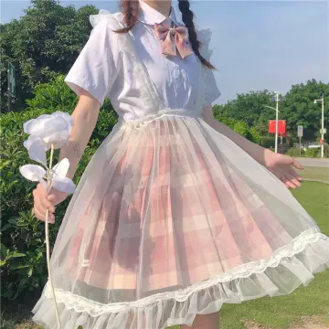 Women Dress Kawaii Lolita Casual Loose Long Suspender Dress Big