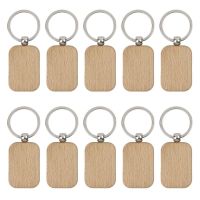 20 Pack Blank Wooden Key Chain Unfinished Wood Pendant Blanks with Keyrings for EDC Tags DIY Key Craft Supplies