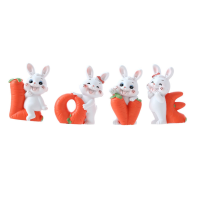 5PCS Chinese Zodiac Year Rabbit Ornament Miniature Rabbit Figures 2023 Chinese New Year Decoration