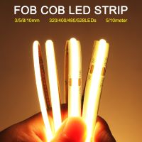 【CW】 FOB COB Strip Bar 12V 24V 5/8/10mm 320 480 528 LEDs Density Dimmable Linear Tape RA90 16.4FT 32.8FT