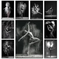 Modern Black And White Poster Ballet Dancer Canvas Painting Elegant Ballerina Pictures Print Wall Art Picture For Room Home Deco