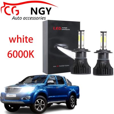 New ชุดหลอดไฟหน้า LED 6000K 80W 12V-24V สีขาว สําหรับ Toyota HILUX VIGO VII Pickup 2005-2015 2 ชิ้น