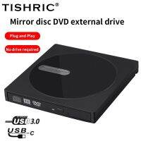 Titric Type C เอ็กซ์เทอนอลดีวีดีไดร์ฟ USB3.0เครื่องอ่าน CD,เครื่องอ่าน CD และ DVD ภายนอก CD-RW DVD-RW สำหรับพีซีแล็ปท็อปเดสก์ท็อป