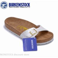 Birkenstockรองเท้าแตะ Madrid mens and womens classic cork colorful white snake print slippers 34-45