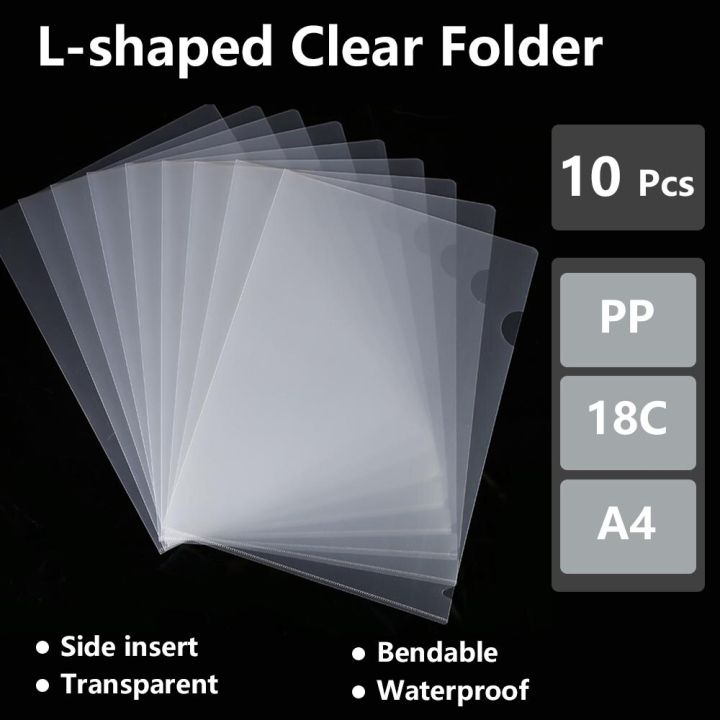 10 Pcs L Shaped Clear Folders Project Pockets Plastic Folders for