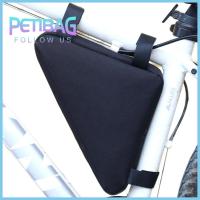 PETIBAG กระเป๋าใส่ของ สีดำสีดำ ท่อหน้ารถ อุปกรณ์กีฬา เครื่องมือสำหรับจักรยาน กระเป๋าเฟรม MTB กระเป๋าทรงสามเหลี่ยม กระเป๋าสามเหลี่ยมสำหรับขี่จักรยาน