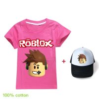 Ro-Bloxs แขนเสื้อสั้นเด็กผู้ชายเสื้อยืดหญิง O-Neck Tee หมวกใหม่สบายเสื้อผ้าเด็กเสื้อผ้า + หมวก All-Match T7664เด็กเสื้อผ้าสบายๆฤดูร้อนหลวมกีฬา Tops