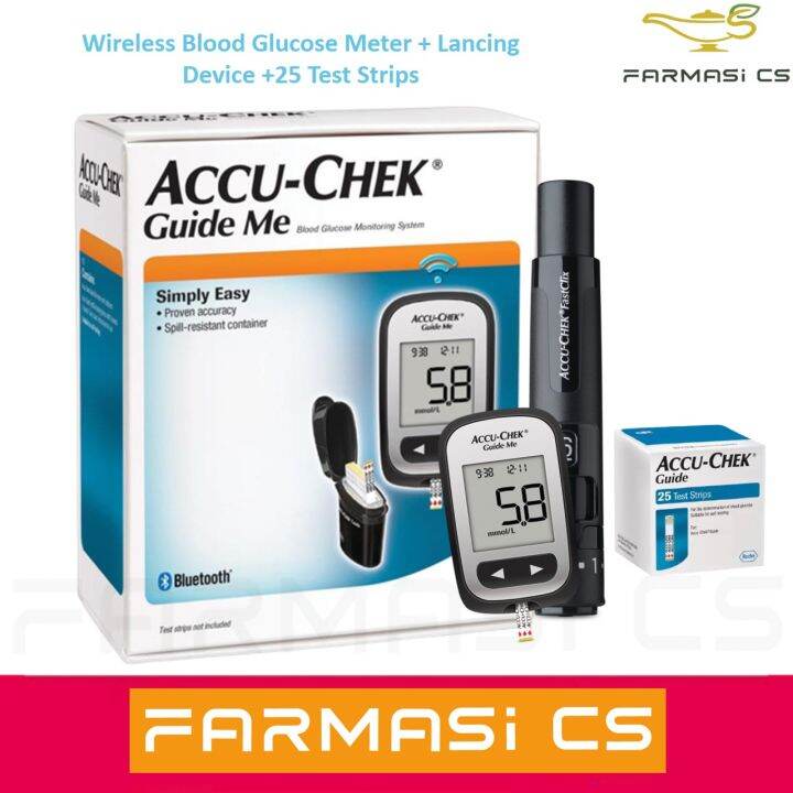 AccuChek Guide Me Blood Glucose Meter + Lancing Device + 25s Test
