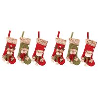 6 Pcs Christmas Stocking Candy Sock Gift Bag Xmas Tree Hanging Decor Bag