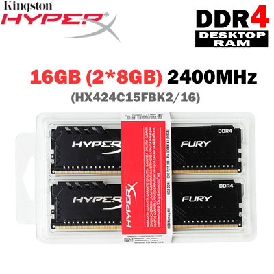 1ชุด16GB (2X8GB) 2400MHz หน่วยความจำ DIMM DDR4 RAM (HX424C15FBK2/16) 1.2V 288 PIN HyperX FURY Ram Ddr4สำหรับสองช่องสัญญาณใหม่