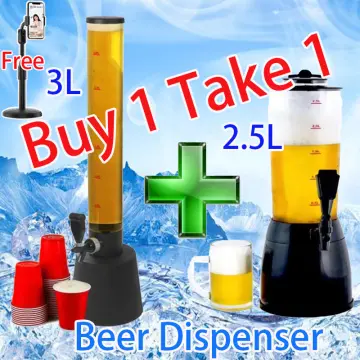 3L Tower Beer Dispenser Tabletop Drink Beverage Dispenser Ice Tube Tap Bar  Party