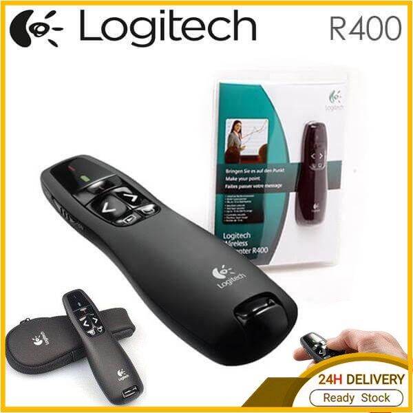 COD Logitech R400 Wireless Presenter 2.4GHz Red Laser Pointer PPT USB