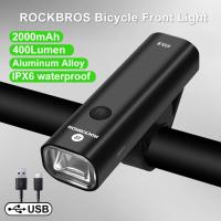 ROCKBROS Bicycle Front Light USB Rechargeable Lantern LED 2000mAh MTB Road Bike Headlight Aluminum Alloy Ultralight Flashlight