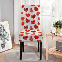 Dining Room Chair Covers Heart Print Chair Slipcover for Kitchen Stools Stretch Chairs Protector Home Hotel Party Wedding Decor Sofa Covers  Slips