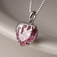 Silvology Genuine 925 Sterling Silver Pink Zircon Strawberry Heart Pendant Necklace for Women Sparkling Luxury Creative Jewelry