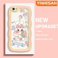 YIWESAN เคสสำหรับ Xiaomi Redmi โน๊ต5A Y1การ์ตูนน่ารักลายดอกไม้กระต่ายขอบเคสโทรศัพท์แบบใสซิลิโคนที่สร้างสรรค์ง่ายกันกระแทกเคสนิ่มเคสใสป้องกันเลนส์กล้อง