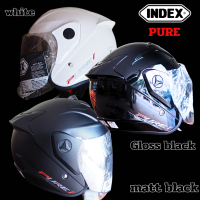 หมวกกันน็อคเปิดหน้า  INDEX Pure  รุ่นใหม่ล่าสุด หน้ากากสีปรอทเงินอ่อน