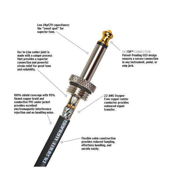 daddario-pw-amsg-10-สายแจ็คกีตาร์-3-เมตร-หัวล็อคพิเศษ-geo-tip-ระดับมืออาชีพ-แบบหัวตรง-american-stage-instrument-cable-made-in-usa