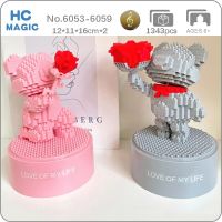 GEJIA Love Rose Flower Bear Cloak Proposal Ring Animal Doll Music 3D Mini Diamond Blocks Bricks Building Toy for Children no Box
