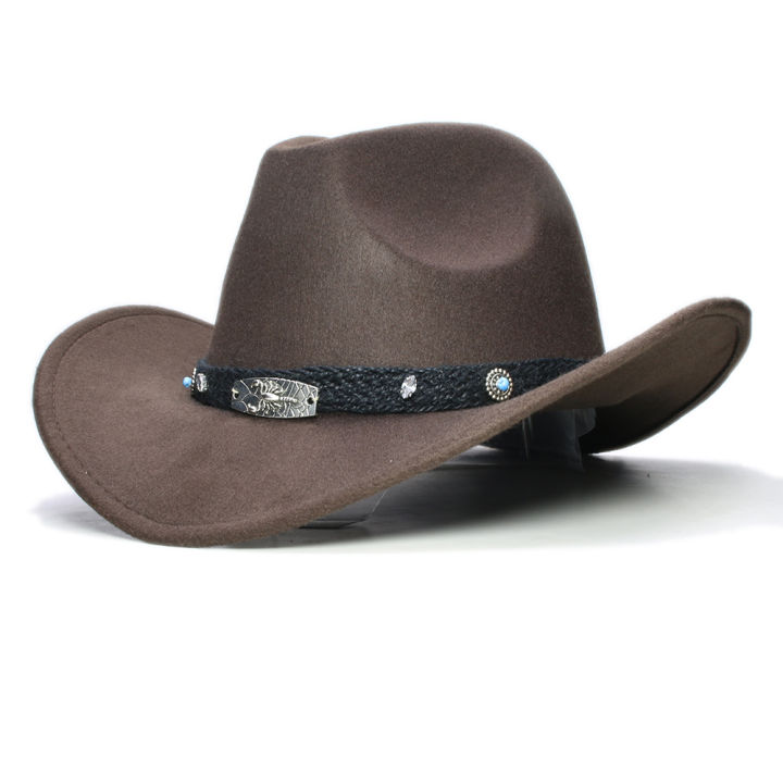retro-black-scorpion-knitted-band-parent-child-women-men-kid-wool-wide-brim-cowboy-western-hat-cowgirl-bowler-cap-545761cm
