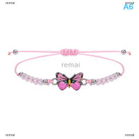 remai สร้อยข้อมือคริสตัลถักแบบปรับสายได้สำหรับผู้หญิงจี้ผีเสื้อหลากสีเครื่องประดับแฮนด์เมดของขวัญสำหรับเด็กผู้หญิง