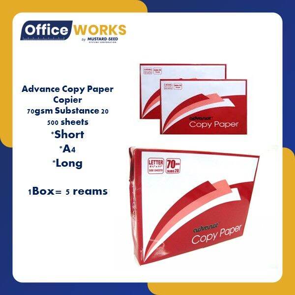 Advance Copy Paper 70gsm / Short Bond Paper / Legal Bond Paper / A4