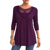 [COD] Cross-border 2021 and cross-border new products womens large size long-sleeved lace autumn loose top