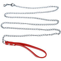 Metal Iron Pet Dog Chain For Small Medium Dog Chain Leash Handle Leads PU Leather Iron Chain Anti-Bite Metal Pet Dog Chain