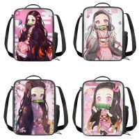 ☇✷○ Kimetsu No Yaiba Nezuko Kamado Children Insulated Lunch Bags Anime Portable Cooler Thermal Bento Box Cartoon Lunch Box for Kids