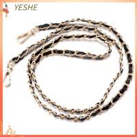 YESHE 2 Pcs ความยาว: 47.24นิ้ว สายกระเป๋าหนังสีดำ สีดำและสีทอง หนังพียู สายหนังจับพร้อมโซ่โลหะสีทอง ทำให้กระเป๋ารู้สึกเบาขึ้น สายคล้องไหล่ Crossbody ทดแทน สำหรับผู้หญิง