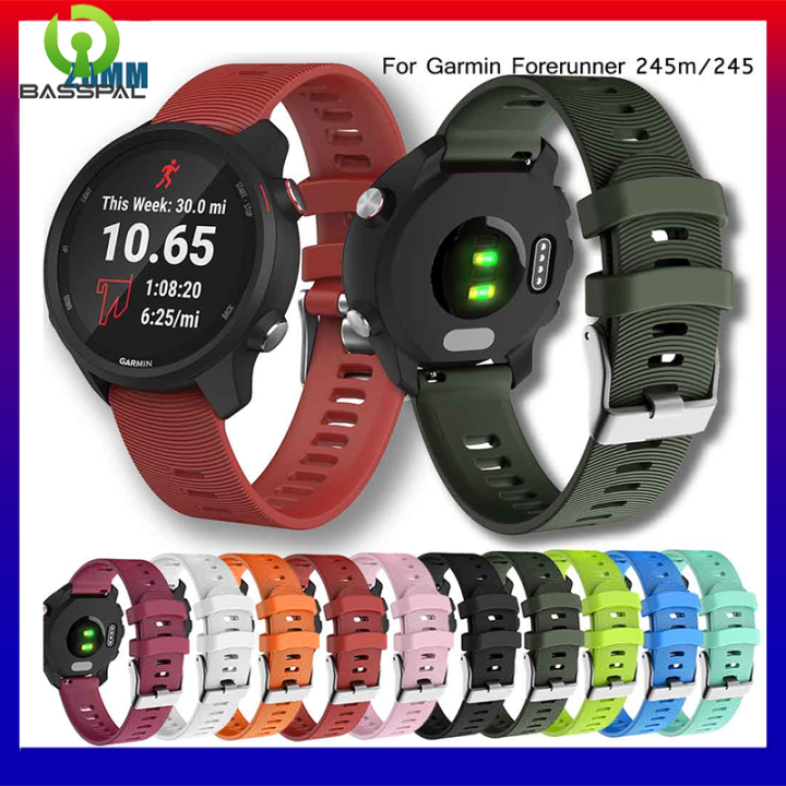 BassPal 20mm Soft Silicone Watch Strap for Garmin Forerunner 245