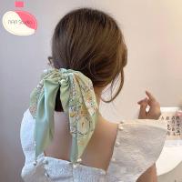 LYGJZC ฝรั่งเศส นางฟ้า โบว์ ขนาดใหญ่ น่ารักค่ะ มุก Ruffles scrunchies เชือกผูกผมสไตล์เกาหลี เชือกผมหญิง ริบบิ้นผูกผม