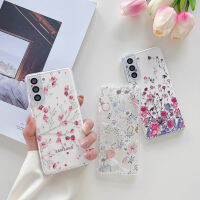 ใช้ได้กับ Samsung Galaxy S23 S20 S21 S22อัลตร้า Plus FE 5กรัม A73 A53 A52S A33 A72สี่มุมตก A13 TPU เคสโทรศัพท์รูปดอกไม้น่ารักนิ่มโปร่งใสฝาครอบกล้องแบบเต็ม