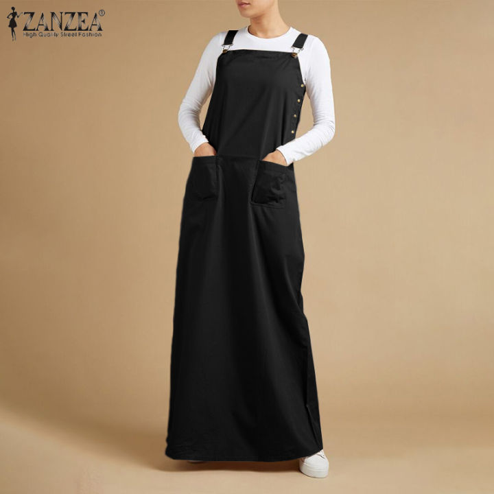 zanzea-ladies-waistcoat-square-neck-casual-loose-solid-color-workwear-dress