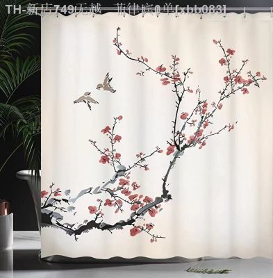【CW】✜☫  Shower Curtains Flowers Background Pring Floral Fabric Screens Set With Hooks